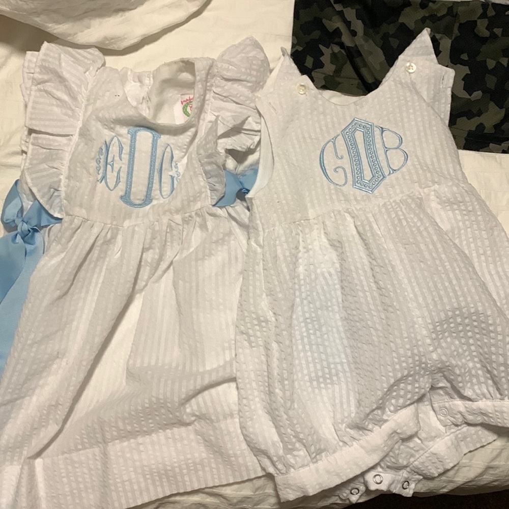 Cecil and Lou smocked Sibling set boy and girl